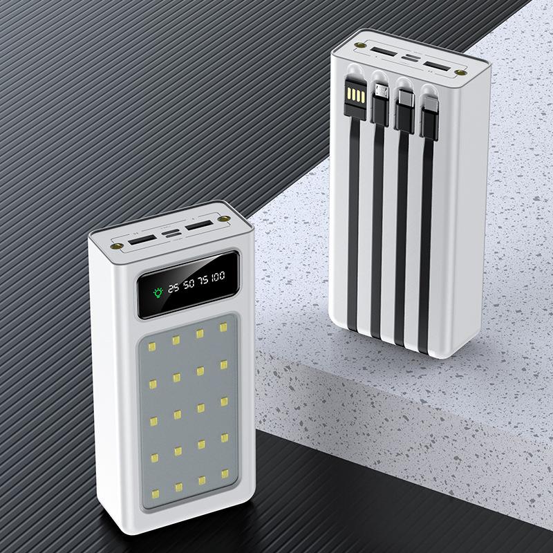 Cargador de batería adicional del banco 30000mah del poder del teléfono del lado al aire libre de la gran capacidad de la venta caliente con 20 luces llevadas